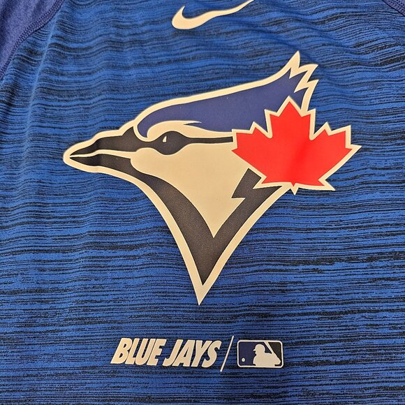 The Nike Tee Men's Toronto Blue Jays Ac Velocity Raglan Legend 3/4 Sleeves Shirt - Picture 8 of 9